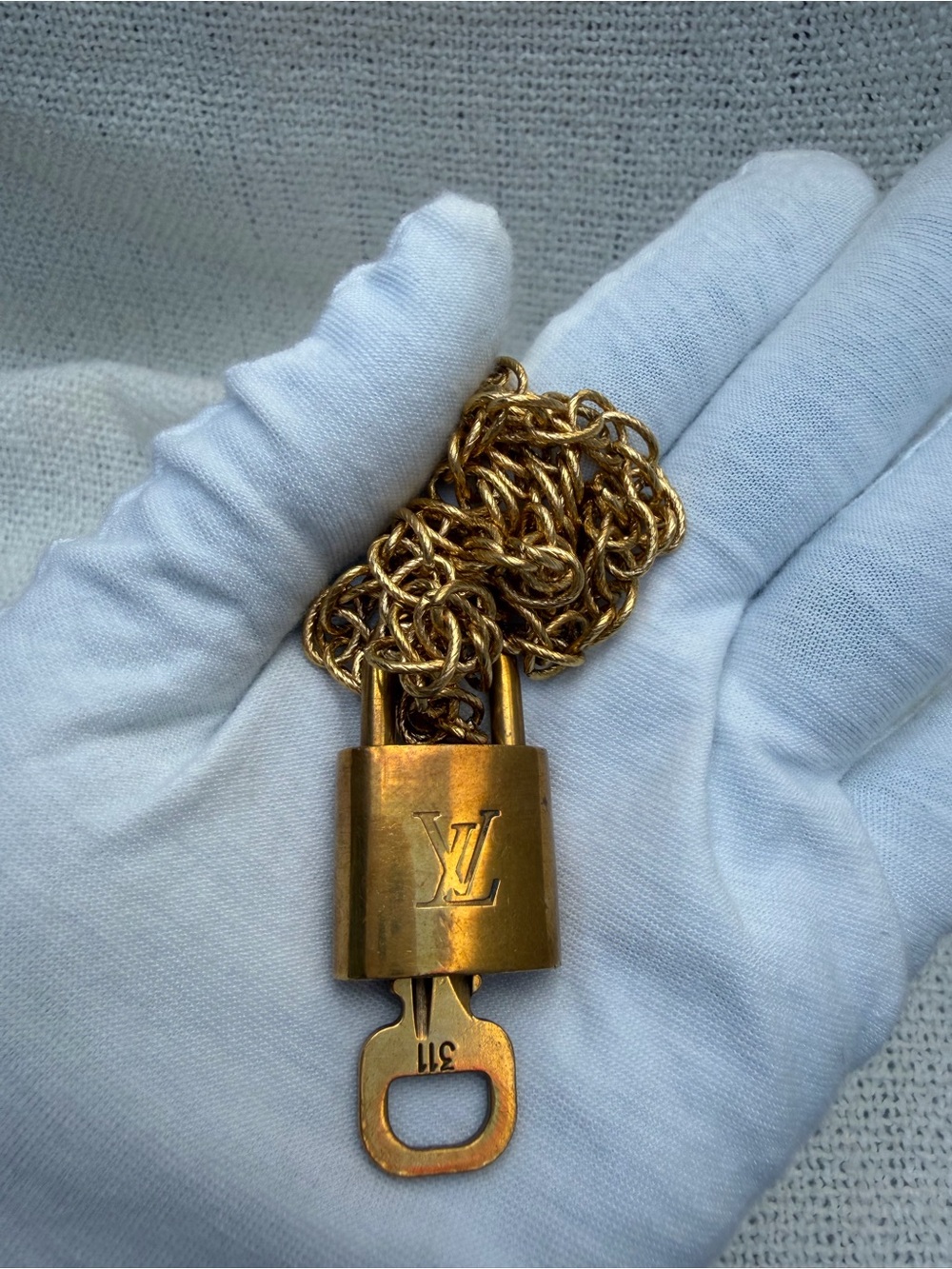 Louis Vuitton Gold Padlock Pendant With Necklace
